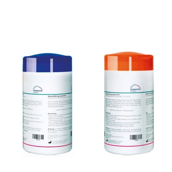 Set di salviette per la pulizia della maschera CPAP ZITRUS + NEUTRAL ciascuno in contenitore dispenser Löwenstein Medical