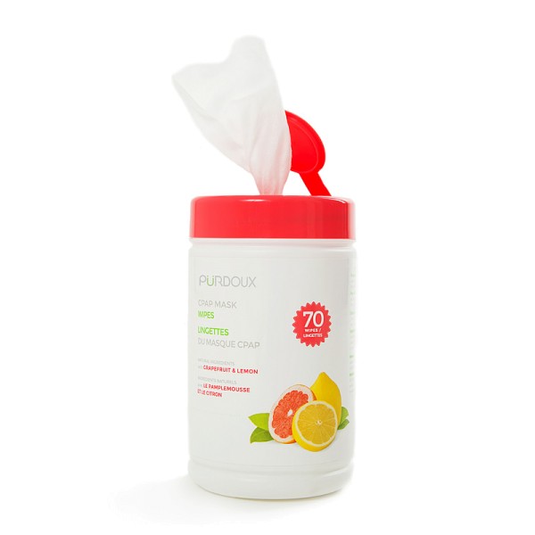 Pürdoux CPAP Masken Reinigungstücher Grapefruit & Zitrone 70 Stück