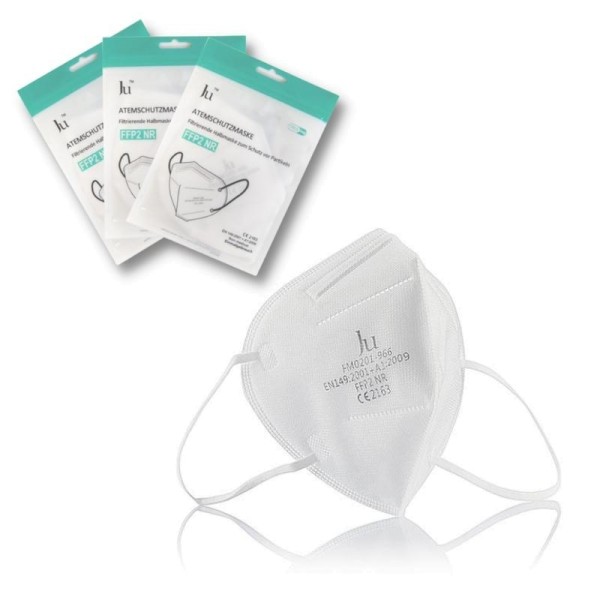 FFP2 NR Maske Atemschutzmaske CE2163 nach EU-Standard einzeln verpackt 5-lagig 10 Stueck